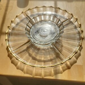 Gold-Accented Glass Serving Platter